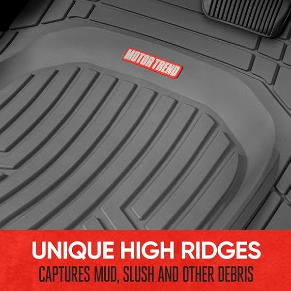 Motor Trend FlexToughXL Floor Mats for Cars Full Set, All-Weather Rubber Automotive Floor Mats, Waterproof Heavy Duty Car Mats, Flexible Floor Liners for Car Truck Van SUV, Car Floor Mats (Gray) by Motor Trend - Image 5