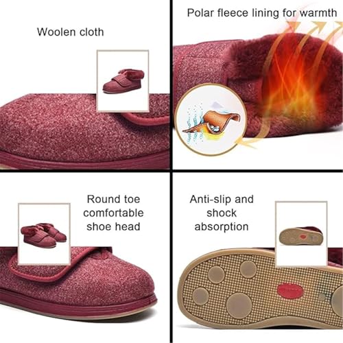 Men Comfy Winter Warm Fur Collar Adjustable Diabetic Edema Shoes, Outdoor Non-Slip Orthopedic Easy-Close Orthopaedic Sneakers, for Elderly Foot Pain Relief, Feet Plantar Fasciitis3
