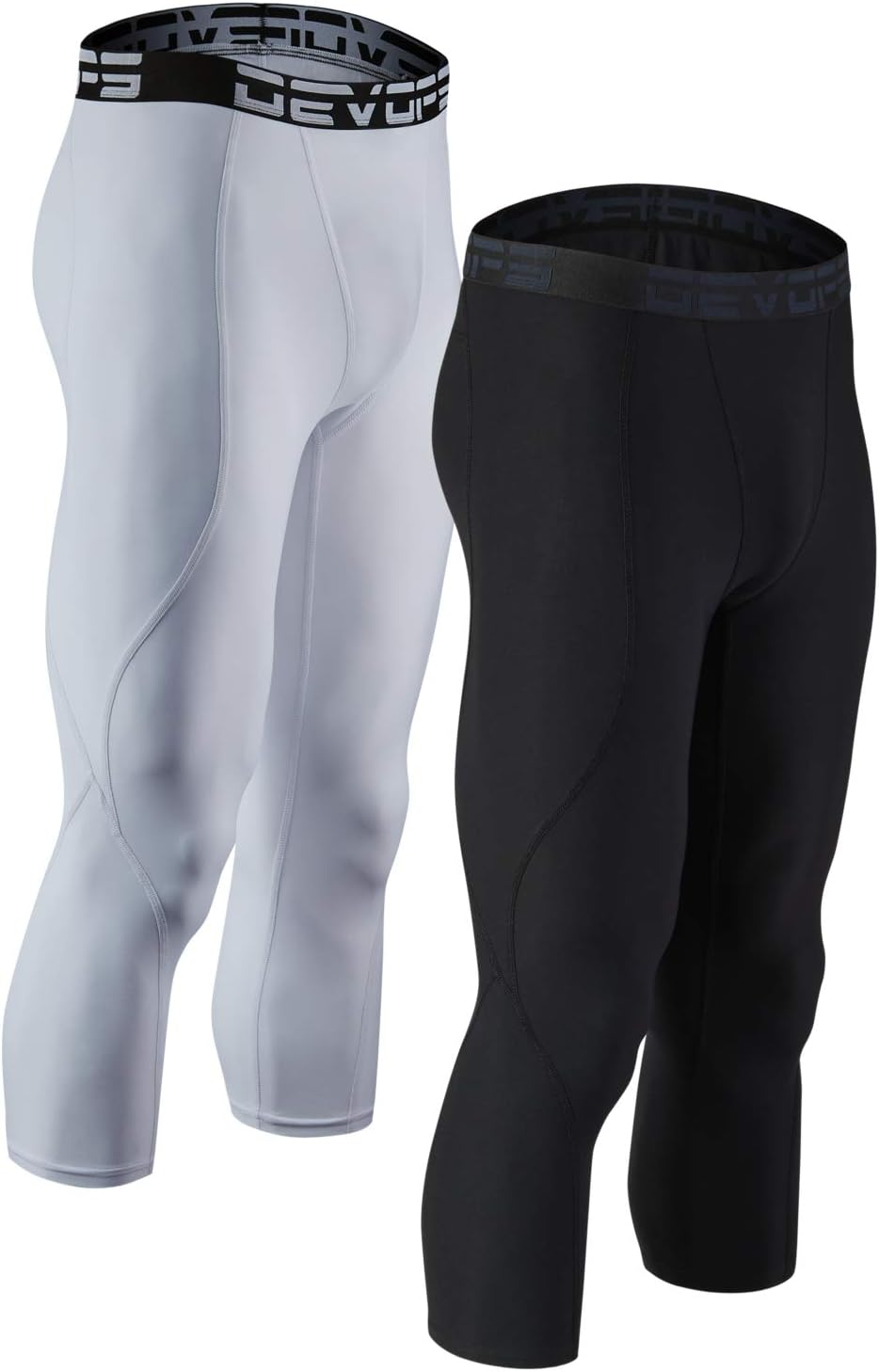 DEVOPS 2 Pack Men's 3/4 Compression Pants Athletic Leggings with Pocket