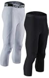 2 Pack Men's 3/4 Compression Pants Athletic Leggings with Pocket