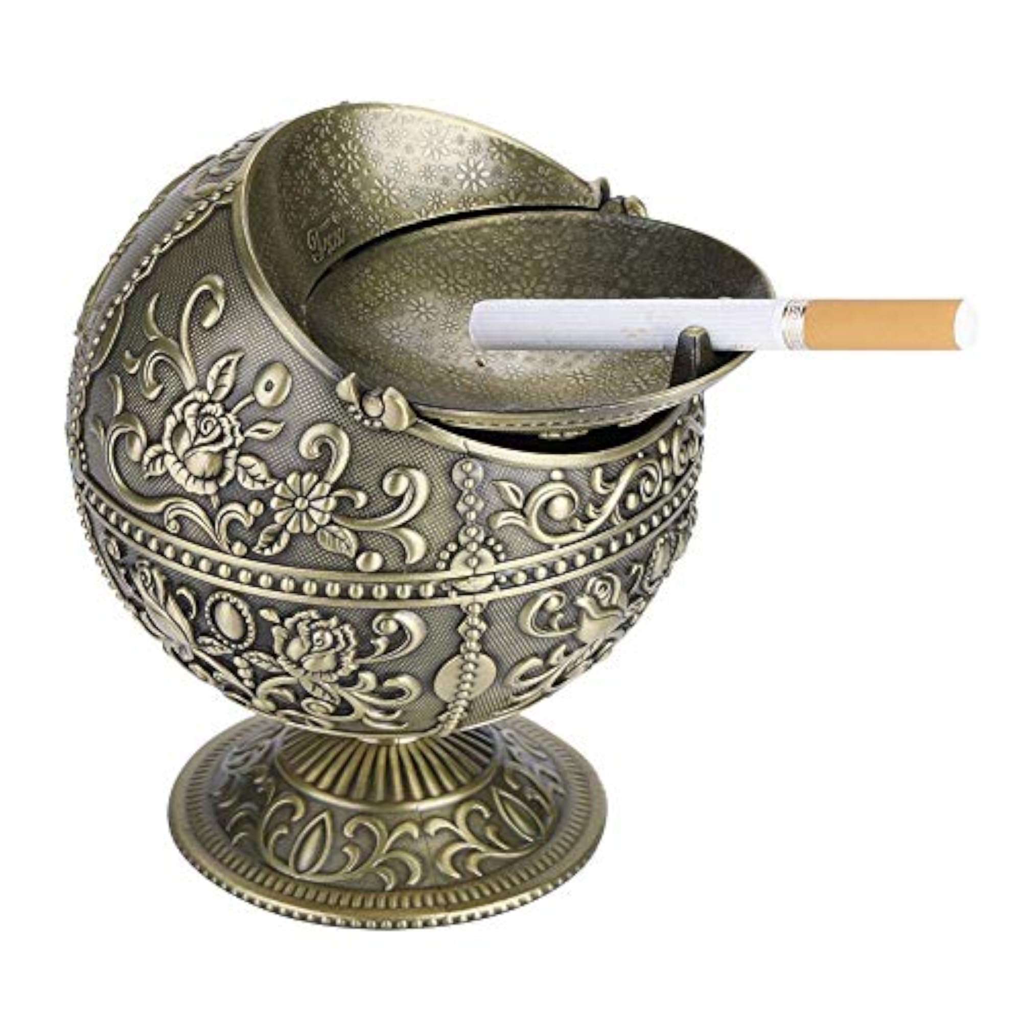 Windproof Hand Stamped Pattern Ashtray Ball with Lid