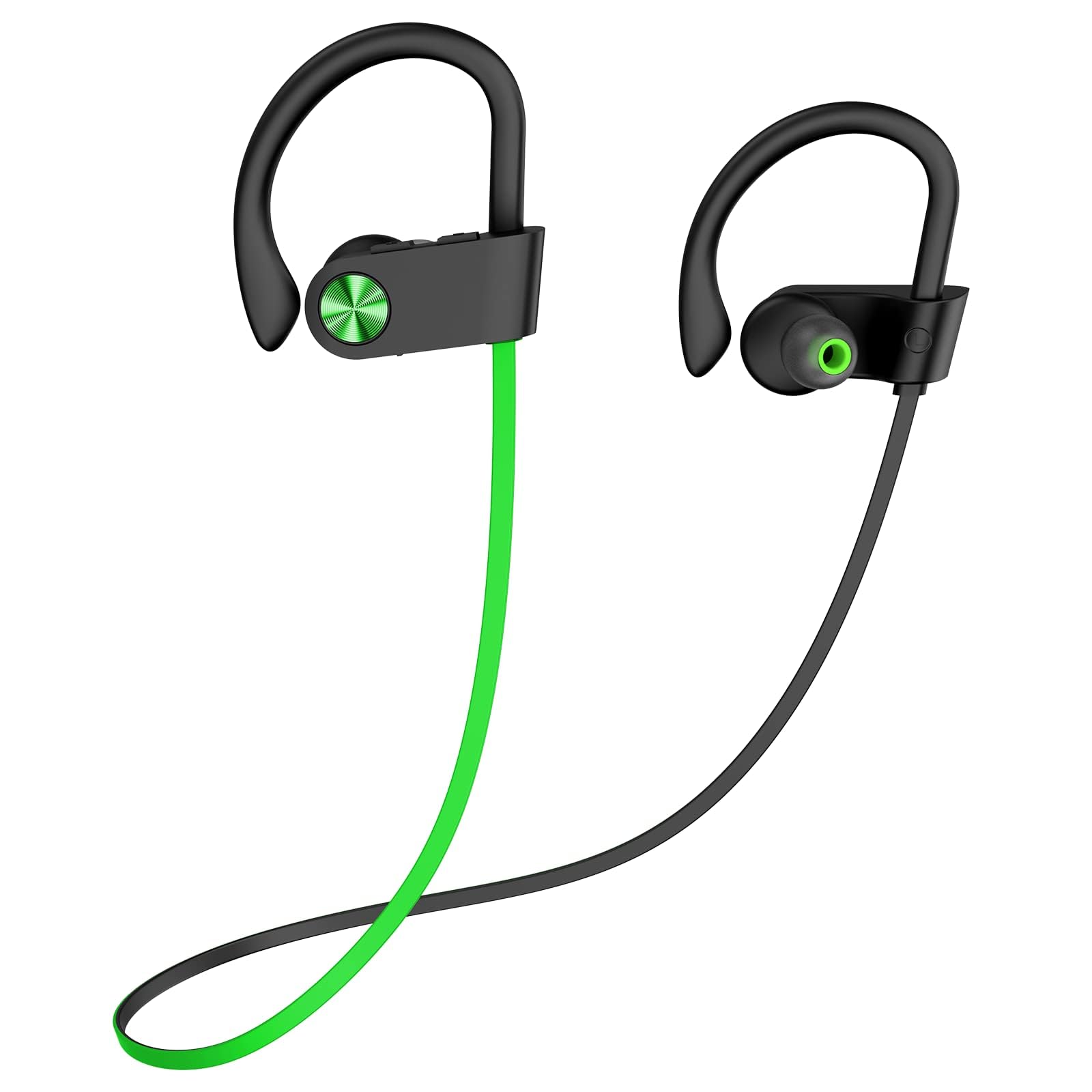 POIUZET Bluetooth Headphones, IPX7 Waterproof Wireless Sports Earbuds, HiFi Bass Stereo Earphones with Noise Cancelling Mic, 12 Hrs Playtime Headsets in-Ear, Running Headphones for Workout Gym