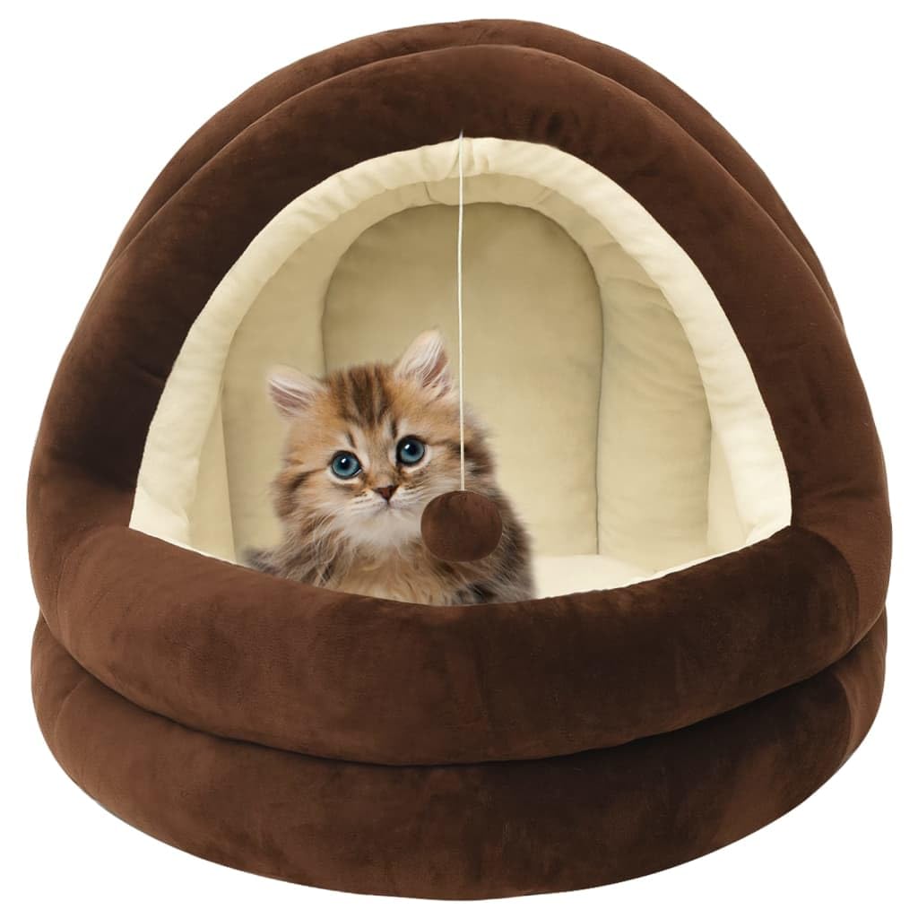 Katzenhöhle 50x50x45 cm - Kuscheliges Katzenbett mit Rutschfester Unterseite, Weichem Fleece und Spielball für Hunde und Katzen