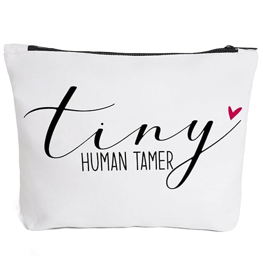 Teacher Appreciation Gifts Funny Babysitter Mom Gifts for Women Preschool Kindergarten Teacher Gift Daycare Teacher Supplies Christmas Gift Makeup Cosmetic Bag Travel Organizer Tiny Human Tamer