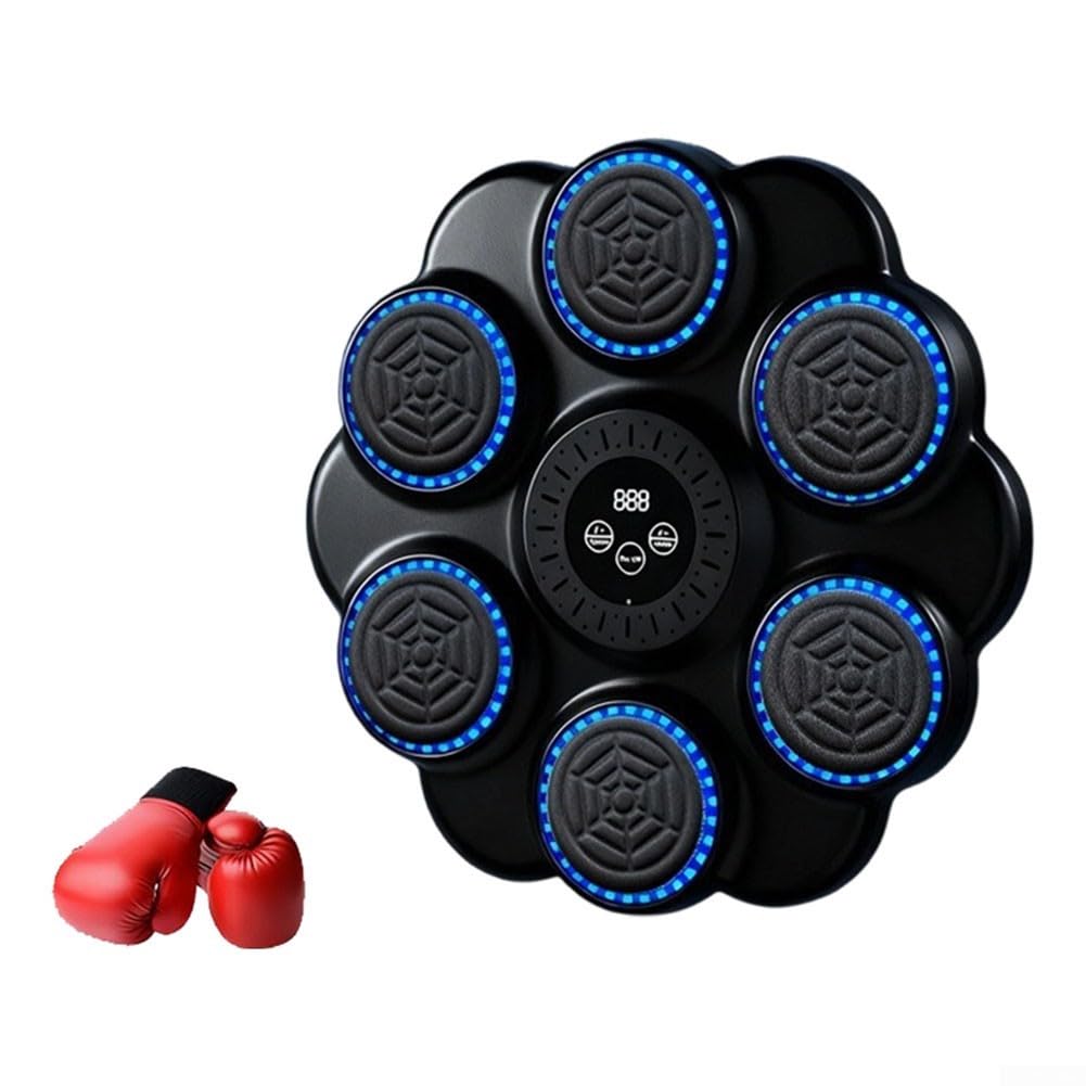 Macchina da boxe a LED da parete con bersaglio musicale a LED | musica, luci RGB per gli occhi, monitoraggio app, sfide globali, costruzione di abilità