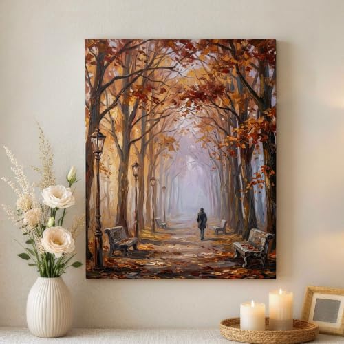 Lienzo decorativo para pared con cuadro impresionista de hojas de otoño para el hogar