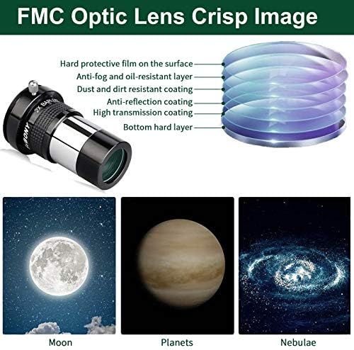 Svbony SV137 Barlow 2x, 1.25 inches Barlow Lens, FMC Metal Barlow with T-thread for Telescope Eyepiece Planetary Observation