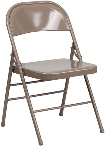 Flash Furniture Serie Hércules Silla plegable de metal de triple soporte y doble bisagra - beige - paquete de 2