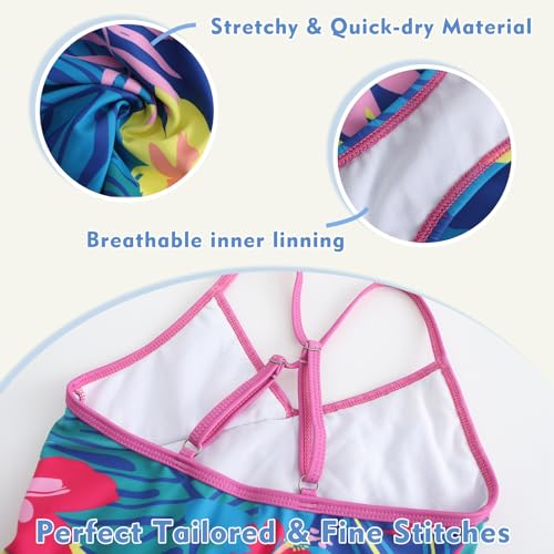Image of Girls One Piece Swimsuits Hawaiian Ruffle Swimwear Beach Bathing Suit for Summer Vacation