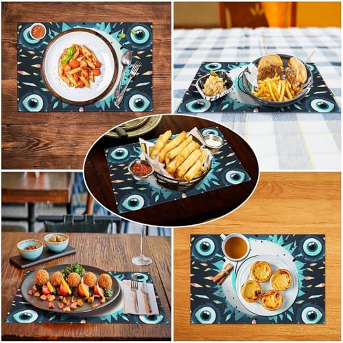Sets de table mauvais yeux lavables et antidérapants pour cuisine - 6