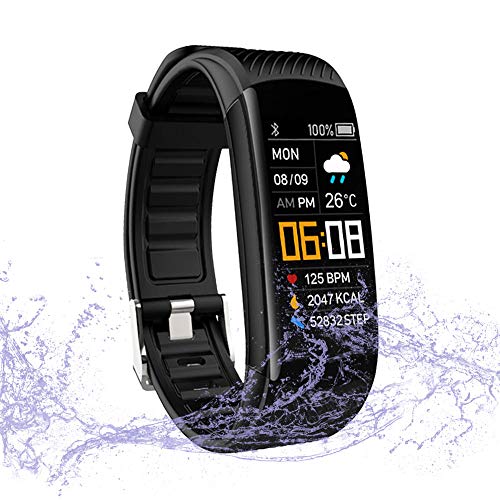 WalkerFit Fitness Tracker, Activity Tracker Pedometer Watch with Heart Rate Monitor, IP67 Waterproof, Black (0.96in Color Screen)