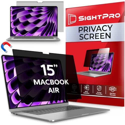 Image of SightPro Magnetic Privacy Screen for MacBook Air 15 Inch (2023-2026, M2-M5) Patented Removable Laptop Privacy Filter Shield and Protector