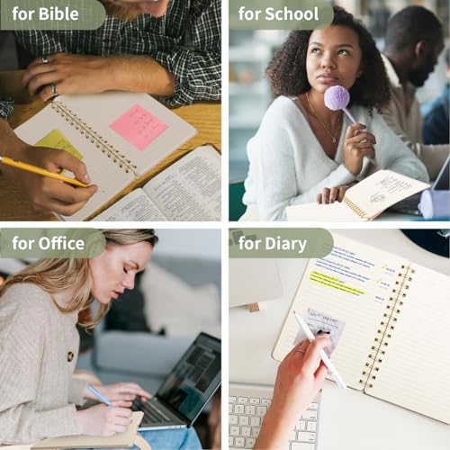 Image of Spiral Notebook-5.75 inch x 8.125 inch College Ruled Journal with Inner Pockets and 160 Pages,PU Leather Cover Business Journal, Twin-Wire Binding Notebook Perfect for Office & Home School Supplies Army Green