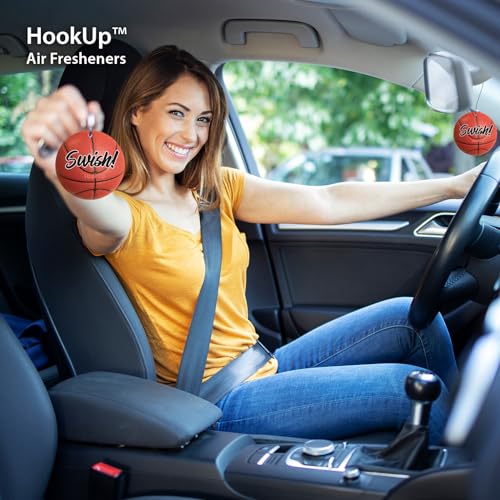 Basketball Hanging Car Air Freshener - 4 Pack of New Car Scent | Unique Gift for Sports Fan - Teens, Men, Women | Car Accessory with Fresh & Long Lasting Fresheners Smell