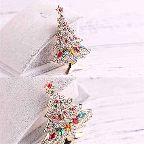 Colorful Crystal Christmas Tree Brooch Pin Vintage Christmas Tree Brooch for Women Girls (Color) Durability and Fashion2