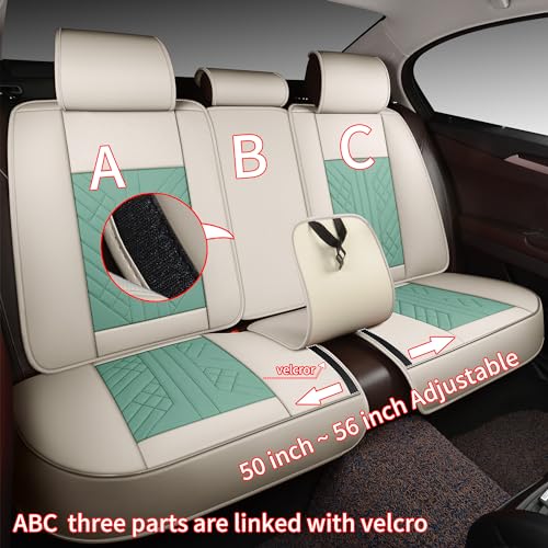 Image of GXT Bench Seat Cover, Premium Faux Leather Bench Seat Covers for Trucks - Universal Fit for Most Sedans SUV Pick-up Truck, Durable for Long Lasting Protection(Light Green and White)