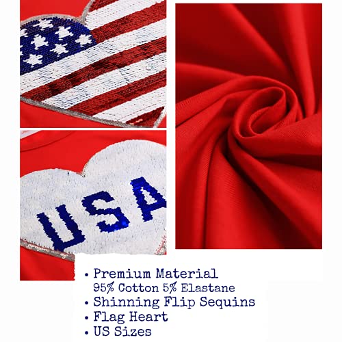 Image of 4th of July Shirts for Girls Patriotic American Flag Kids Clothing