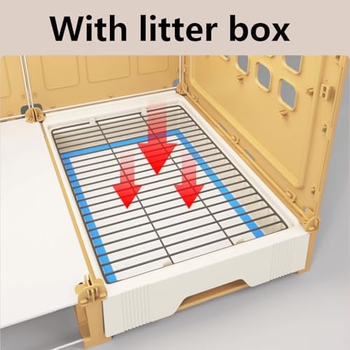 Transparent Indoor Dog Crate with Toilet Area, Sliding Door Small Puppy House, 45cm Elevated Pet Villa for Small Dogs & Puppies (81x47x54cm)