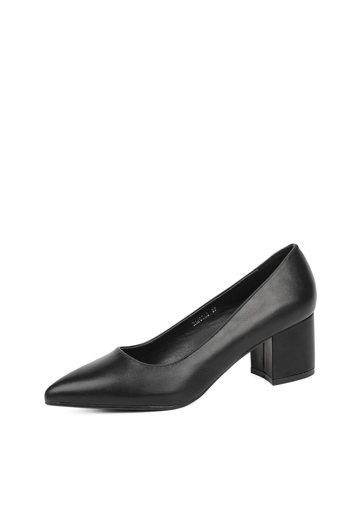 QUEEN HELENA Scarpe Basse Chiuse con Tacco Décolleté Donna ZM9503 (Nero Pu, Numeric_38)