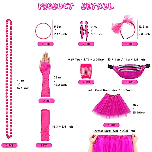 WILDPARTY 80s Fancy Dress for Women I Love 80s T-shirt, Tutu Skirt, Leggings, Leg Warmers, Necklace, Fishnet Gloves - Image 4