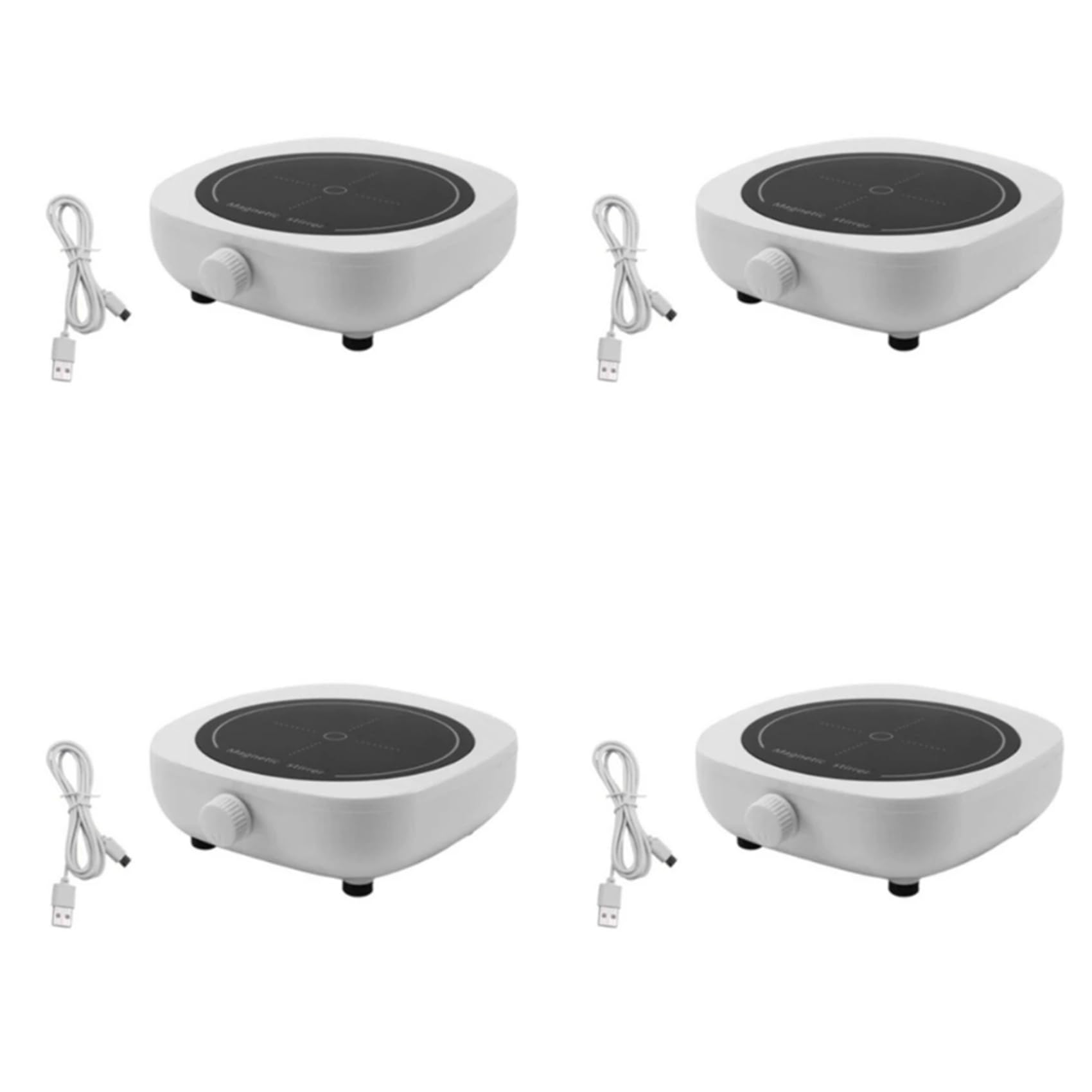Hndhbfgrt 4X Magnetic Stirrer Mini Lab Stir Mixer Portable Stirrer Plate 2L 4000RPM for Laboratory W/USB Cable