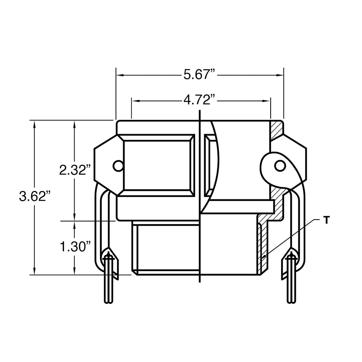 Gloxco Polypropylene Type D Cam and Groove Hose Fitting, 4" Female Camlock Coupler x 4" Female NPT (CAM-40-D-PP)