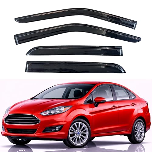 Image of KPY Rain Guards Fit for 2009-2019 Ford Fiesta Sedan, Out-Channel Window Visors Vent Wind Deflectors 4PC, Car Accessories for 09-19 Fiesta Sedan (Excludes Hatchback)