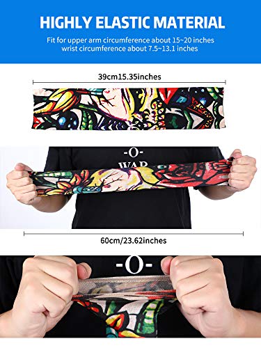 Boao 10 Pairs Men's Cooling Arm Sleeves Long Fingerless Arm Cover Anti Slip UV Protection Sun Sports Temporary Tattoo Arm Sleeves (Classic Pattern) - Thumbnail 3