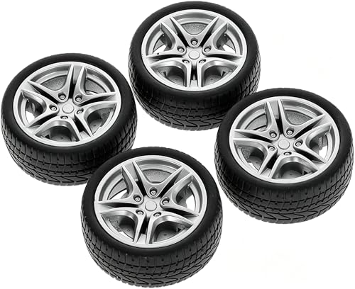 4Pcs Black Tires,48mm Simulation Rubber Wheel Tire Wheel Toy Model DIY RC Spare Parts Easy Installation Small in Size,Tire and Wheel Sets,Remote and App Controlled Vehicles and Parts,Wheels and Tires