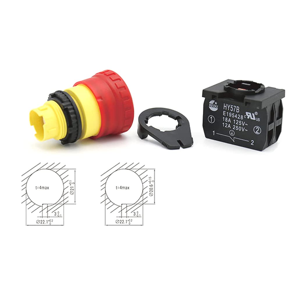 HY57B 250 V 12 A 1NC pulsante pulsante pulsante rosso di emergenza per elettrodomestici