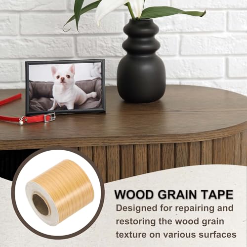 Image of PATIKIL Wood Grain Tape 2 inch x 32 ft, Self-Adhesive Wood Texture Repair Tape Realistic Wooden Effect Patch for Furniture Cabinets Floor Walls, American Oak