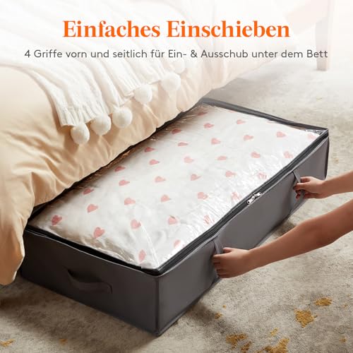 Lifewit Aufbewahrungstasche, Unterbettkommode, Transporttasche, Umzugstaschen, Aufbewahrungsbox mit deckel, Faltbare Kleidung Aufbewahrung für Bettdecken Kleidung, Grau, 4 Stück, 95L