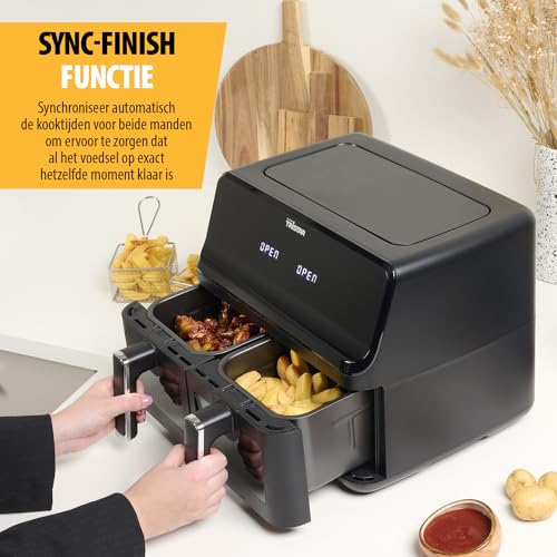 Tristar digitale airfryer FR-9040-2x4 L - 2 kg friet - 8 programma's of handmatige instellingen - dubbele mand met patrijspoorten - Afbeelding 4