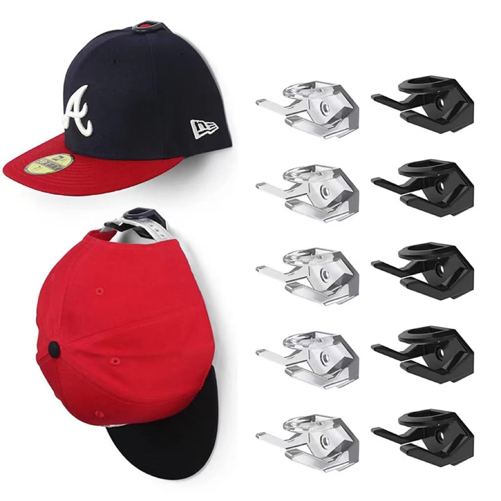 PIQIUQIU 10 Ganci Autoadesivi da Parete per Cappelli, Display per Cappelli da Baseball, Porta Cappelli