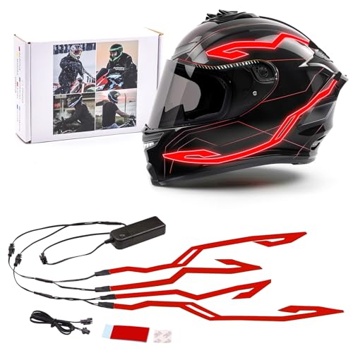 Xuzimaoyi Motorcycle Helmet Light Bar, Cold Light Motorcycle Helmet 4in1 Waterproof LED Sticker Kit Light Strip for Motorcycle Helmet DIY Night Signal Light(Red)