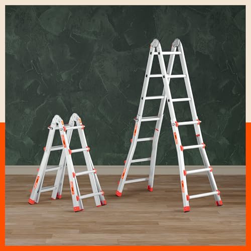 Image of Bathla X-Tend Apex 12.8Ft Heavy Duty Aluminium Extension Ladder | 150 kg Capacity | Anti-Slip | Multipurpose A-Frame Folding Ladder | Extendable to 3.9 m| for Home, Stairs, Indoor, Outdoor & Roof Use
