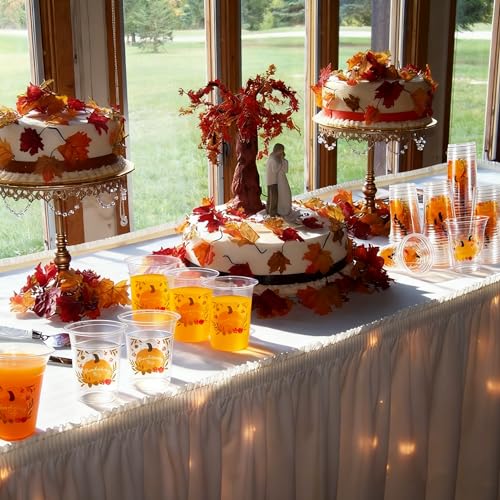 60 Pcs Thanksgiving Plastic Cups, 16 oz Bulk Disposable Fall Pumpkin Cups - image 2