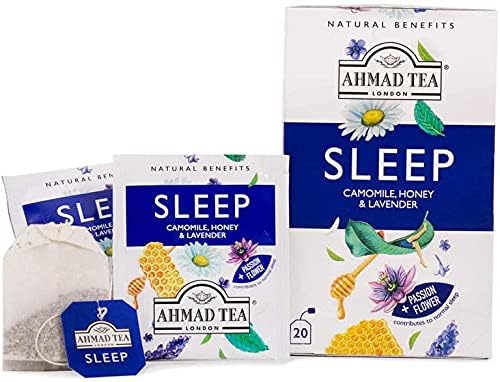Miniatura 5 de Ahmad Tea Bolsitas de té de hierbas, manzanilla, miel y lavanda 'Sleep' con beneficios naturales, 20 unidades (paquete de 1), descafeinado y sin