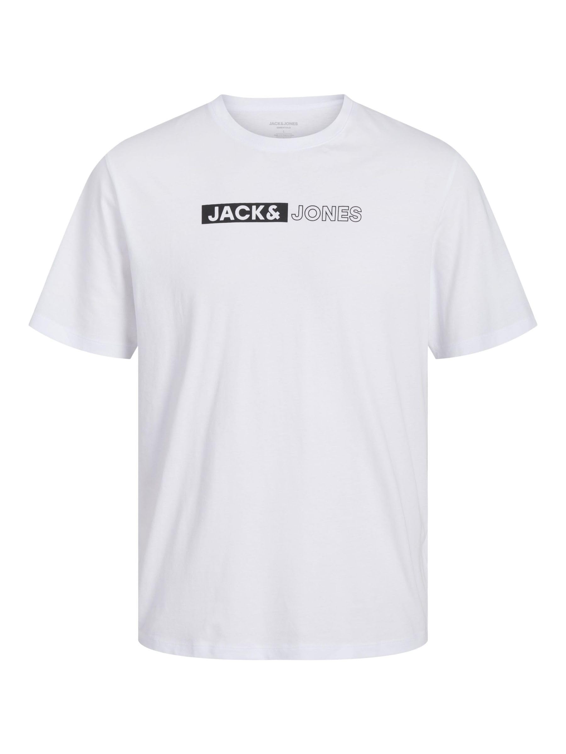 Jack & Jones Men's White/Print: Play 5 Jjecorp Logo Tee Play Ss O-N Noos Pls T-Shirt, 6XL