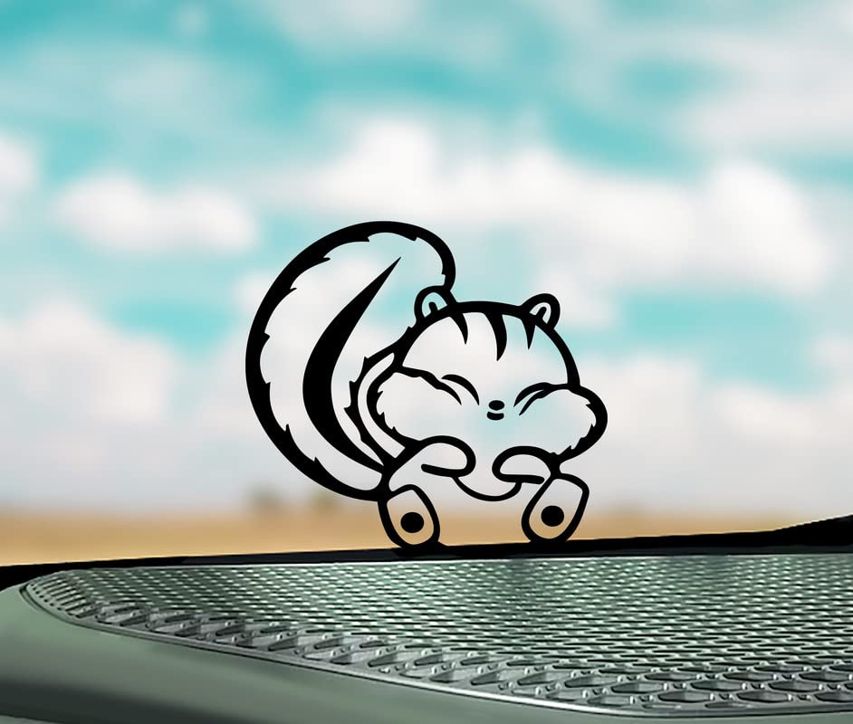 Sticky Bomb Squirrel Smile Cute Eating Decal Vinyl Sticker Vinyl Decal Sticker Premium Quality Vinyl Black for Car Bumper Truck Van SUV Window Wall Boat Cup Tumblers Laptop or Any Smooth Surface