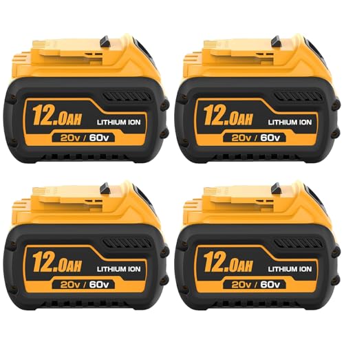 Image of 4-Pack 60V 12000mAh DCB609 Replacement for Dewalt 20V /60V Max Battery Compatible with Dewalt 20V /60V flexvolt DCB606 DCB609 DCB612 DCB200 DCB207 DCB206 Battery Cordless Power Tools