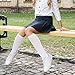 Meyeyaia 2 Pairs White Knee High Socks for Women, Long Cotton Socks, Athletic Casual Knee Sock for Sport Daily Wear Holiday Parties