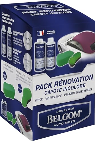 BELGOM – Pack Imperméabilisant capotes – Nettoyage et protection – 2×500 ml – Applicateur inclus