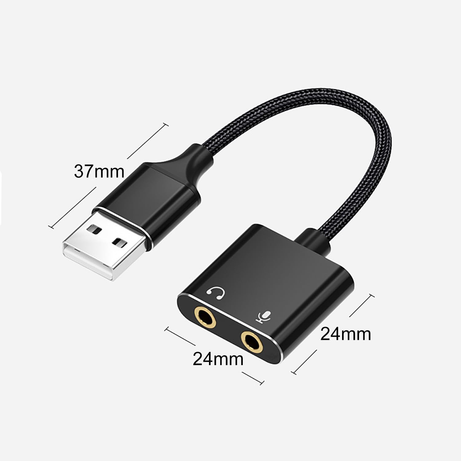 Adaptador USB a Jack 3,5 mm, Tarjeta de Sonido Externa Plug and Play