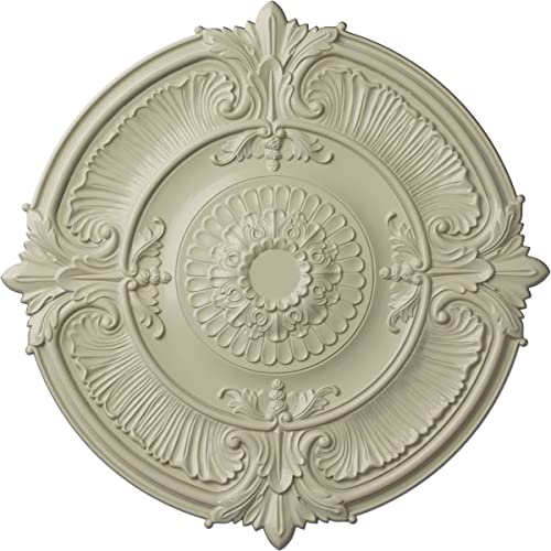 Ekena Millwork CM53ATCYF Attica Acanthus Leaf Ceiling Medallion, 53 1/2"OD x 3 1/2"P (Fits Canopies up to 4 5/8"), Hand-Painted Clear Yellow