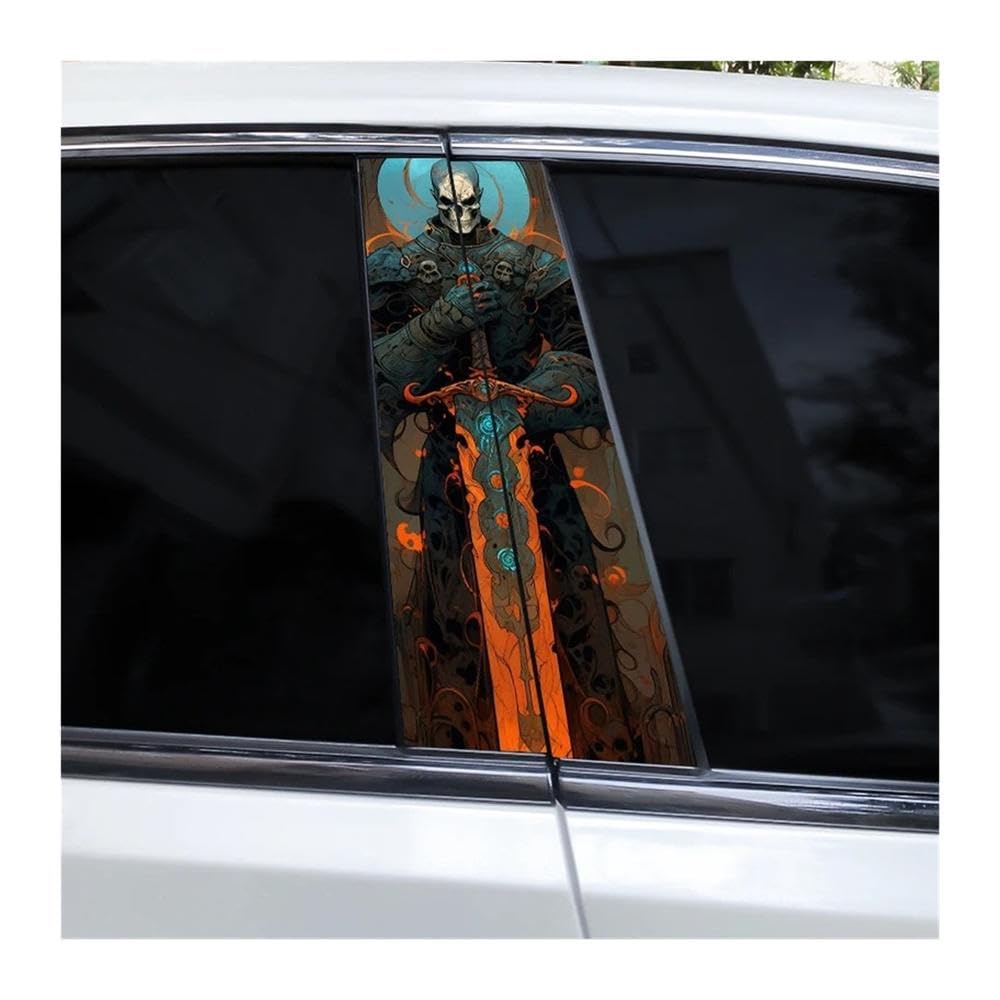 Bertdcx J Skull Knight Car B Pillar Sticker Diy Car Window Pillar Vinyl Waterproof Auto Parts(J)