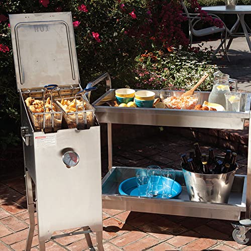 Bayou Classic 700-701 4-Gal Stainless Bayou Fryer Includes 2 Stainless Mesh Baskets Fry Thermometer Drain Valve High Pressure Regulator W/ 48-In Stainless Braided Lpg Hose thumb #2