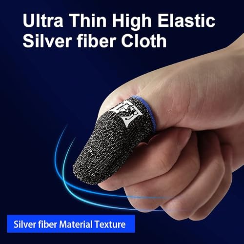 20 Pcs Finger Sleeve For Gaming,Seamless Thumb Finger Sleeve Silver Fiber Mobile Phone Gaming Finger Sleeves, Breathable & Sweatproof, For League Of Legend, Pubg, Rules Of Survival, Knives Out #TOP5