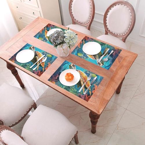 Sets de table faciles à nettoyer en PVC dauphins anti-taches pour intérieur - 6