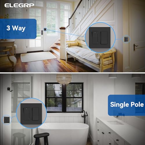 Image of ELEGRP Digital Slide Dimmer Light Switch, Dimmer Switch with Decorative Frameless Design Wallplate for LED /CFL, Incandescent,Halogen Bulbs, Single Pole /3-Way, UL Listed, 3 Pack, Matte Black